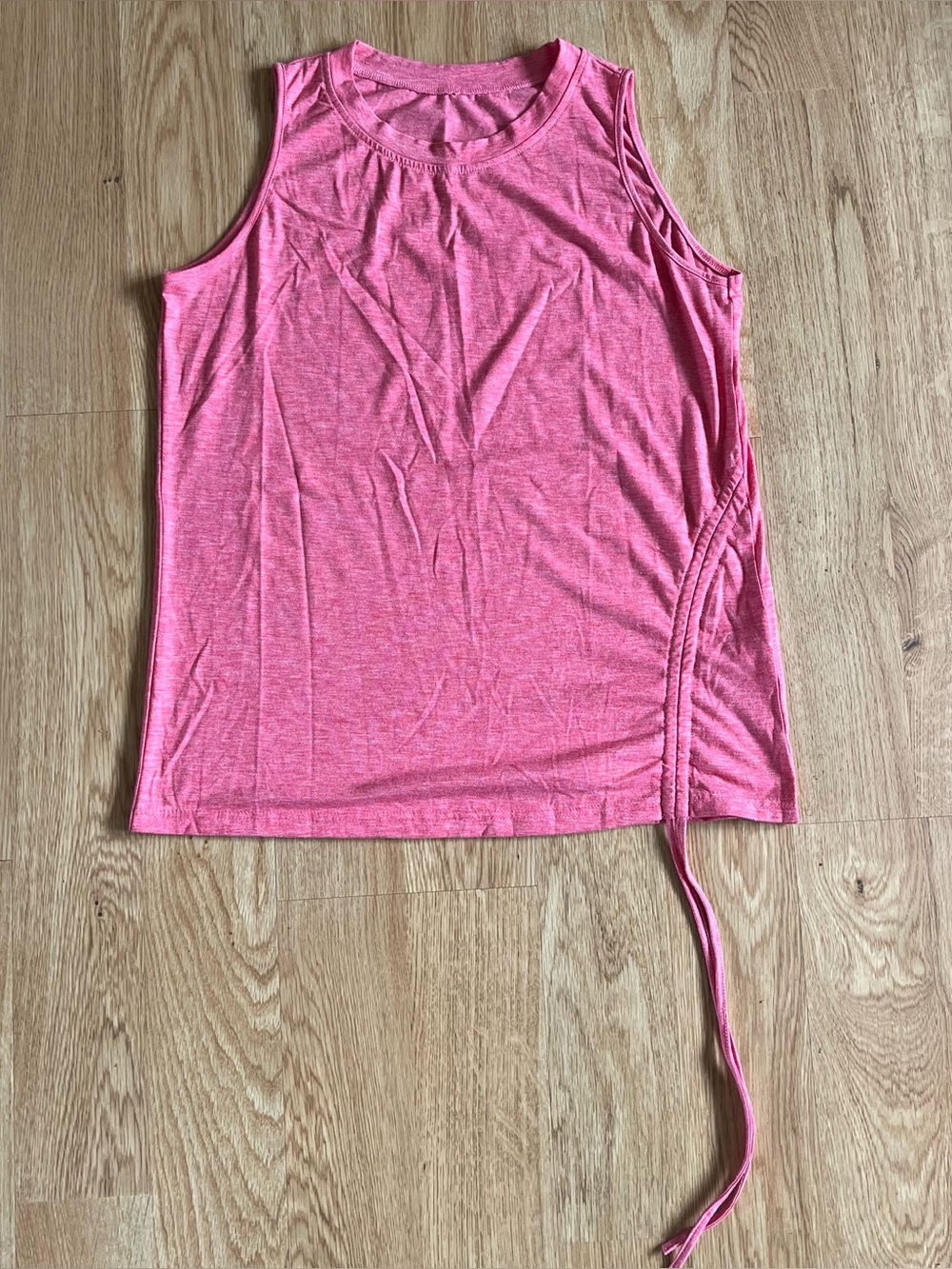 Roses Red Workout Tank Top Women’s Size M Pink Drawstring Side Activewear